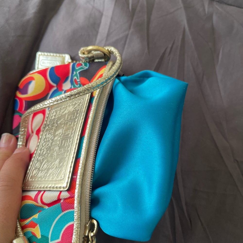 COACH - Mini Wristlet - Wallet- Vibrant Multicolor- Canvas - Picture 7 of 16